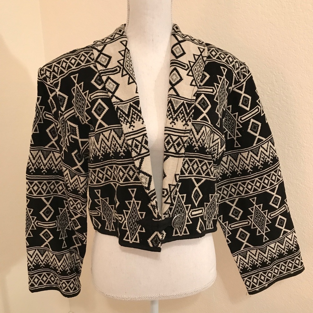 Black/Cream Crop Jacket by Flashback M